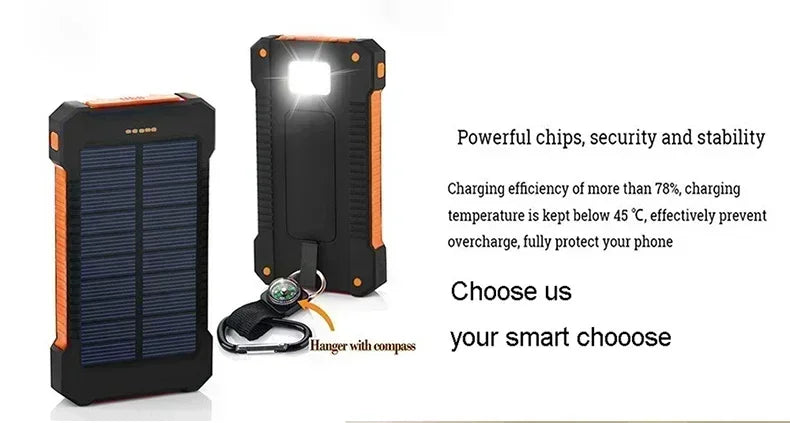 200000mAh Solar Power Bank Large Capacity Portable Charger Fast Charging External Battery for IPhone Samsun Huawei Powerbank