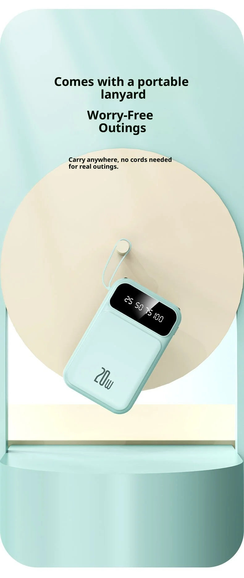 Power bank comes with 20000 mAh large capacity