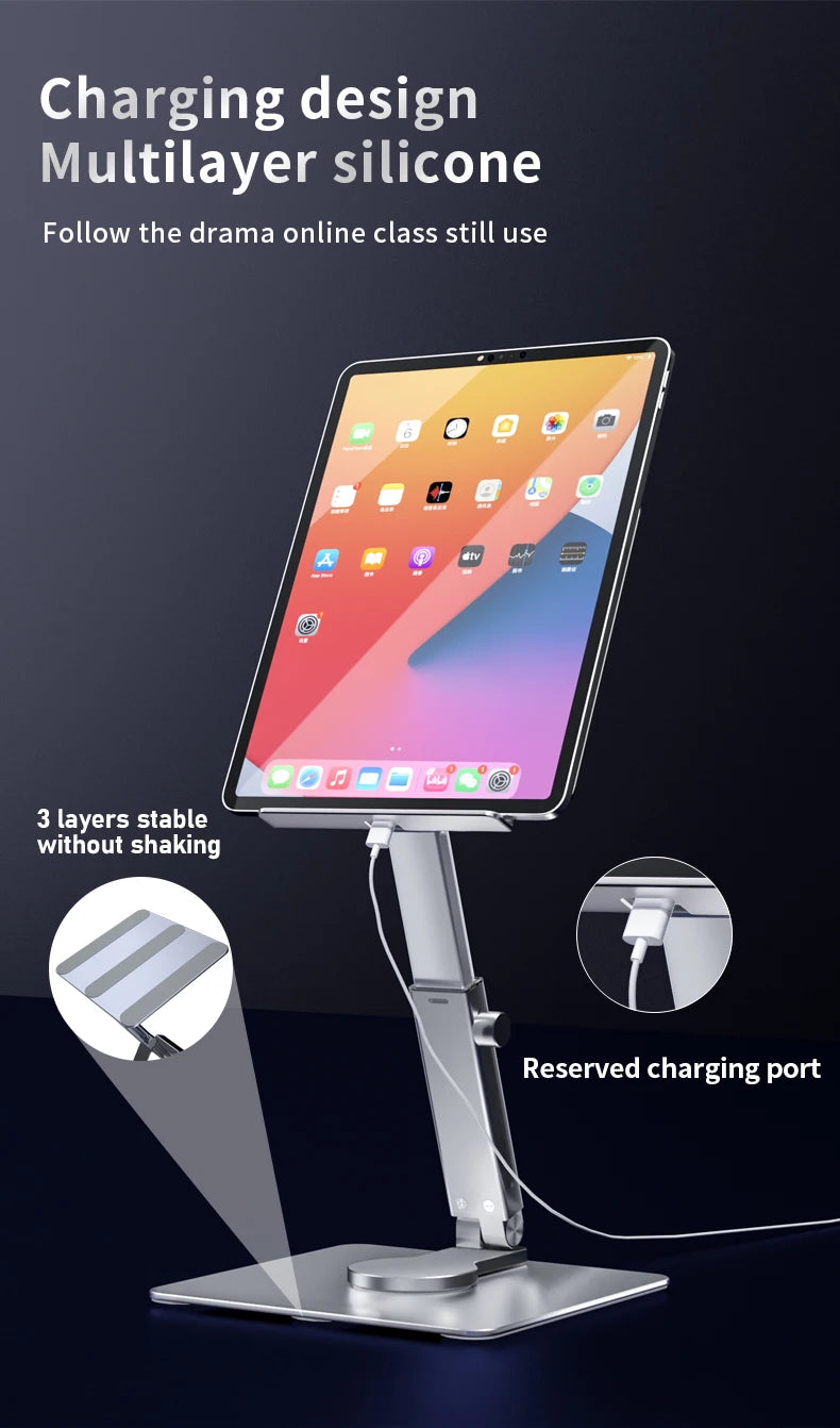 Aluminum Tablet Stand 360°Rotating Folding Adjustable Desk Holder