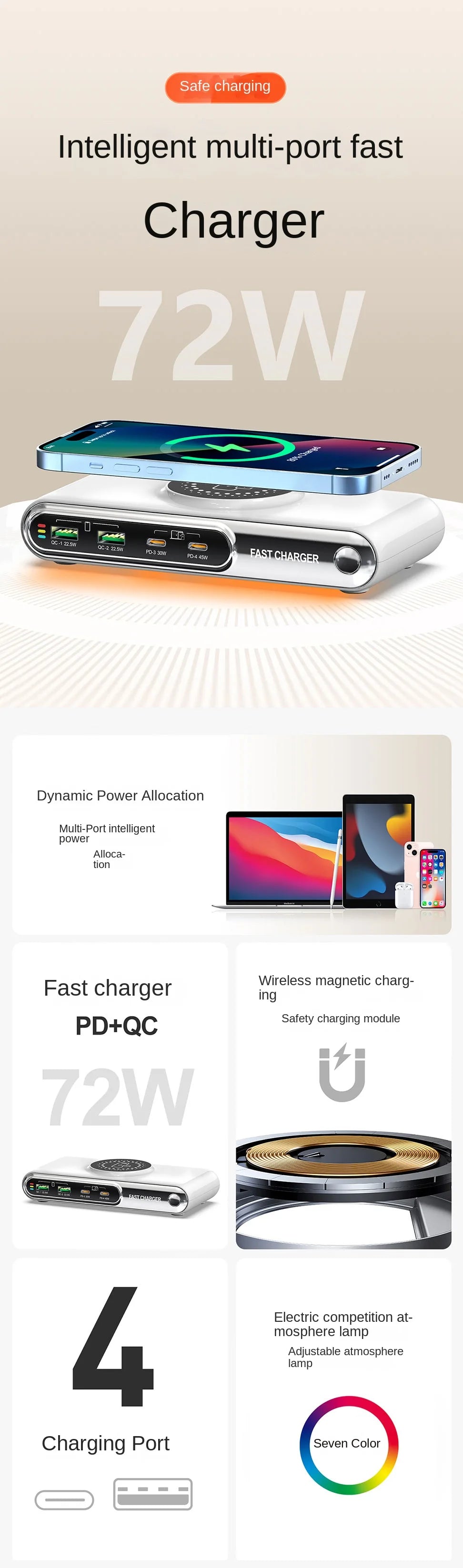 Mobile Phone Fast Charging 6-in-1 Multi-Function Charger Fast