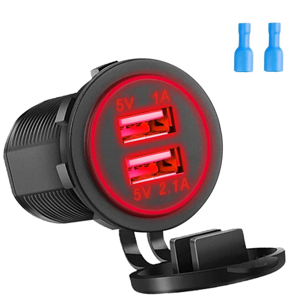 Universal Motorcycle Car Charger LED Light USB TYPE-C