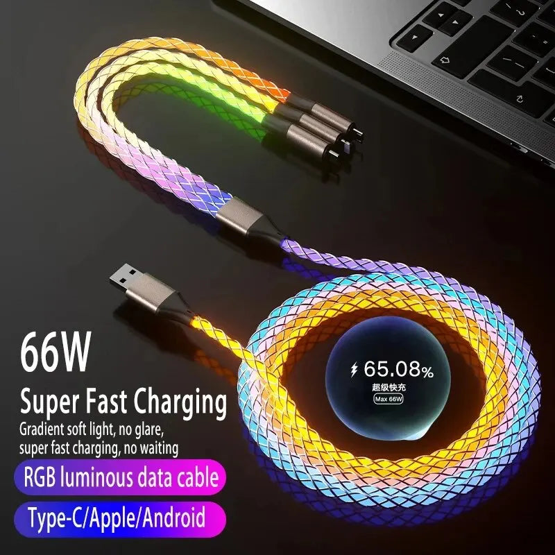 6A Super Fast Charging Colorful Light Data Cable