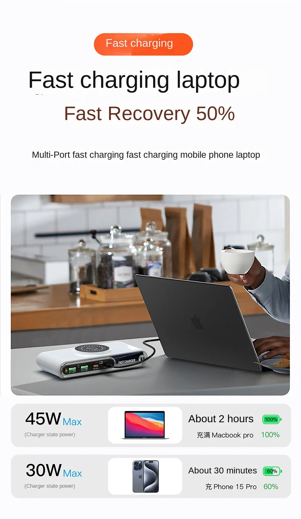 Mobile Phone Fast Charging 6-in-1 Multi-Function Charger Fast
