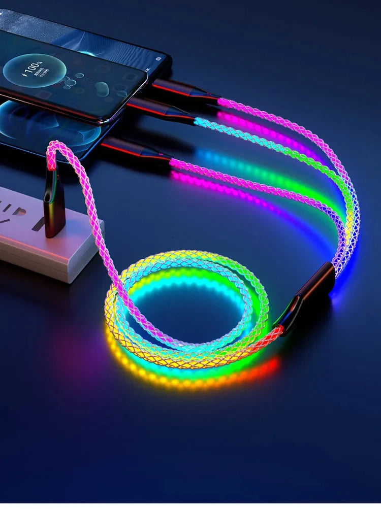 6A Super Fast Charging Colorful Light Data Cable