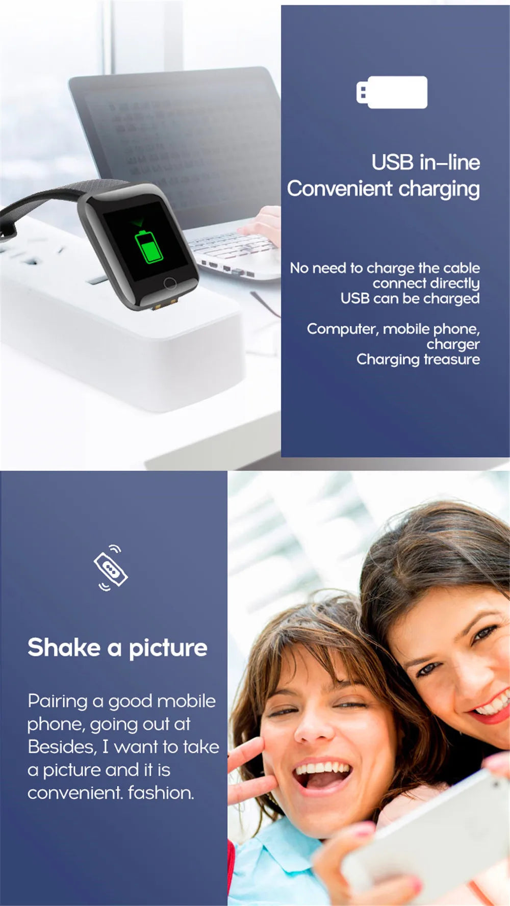 Smart Watch Sport Fitness Bracelet Control Music Message