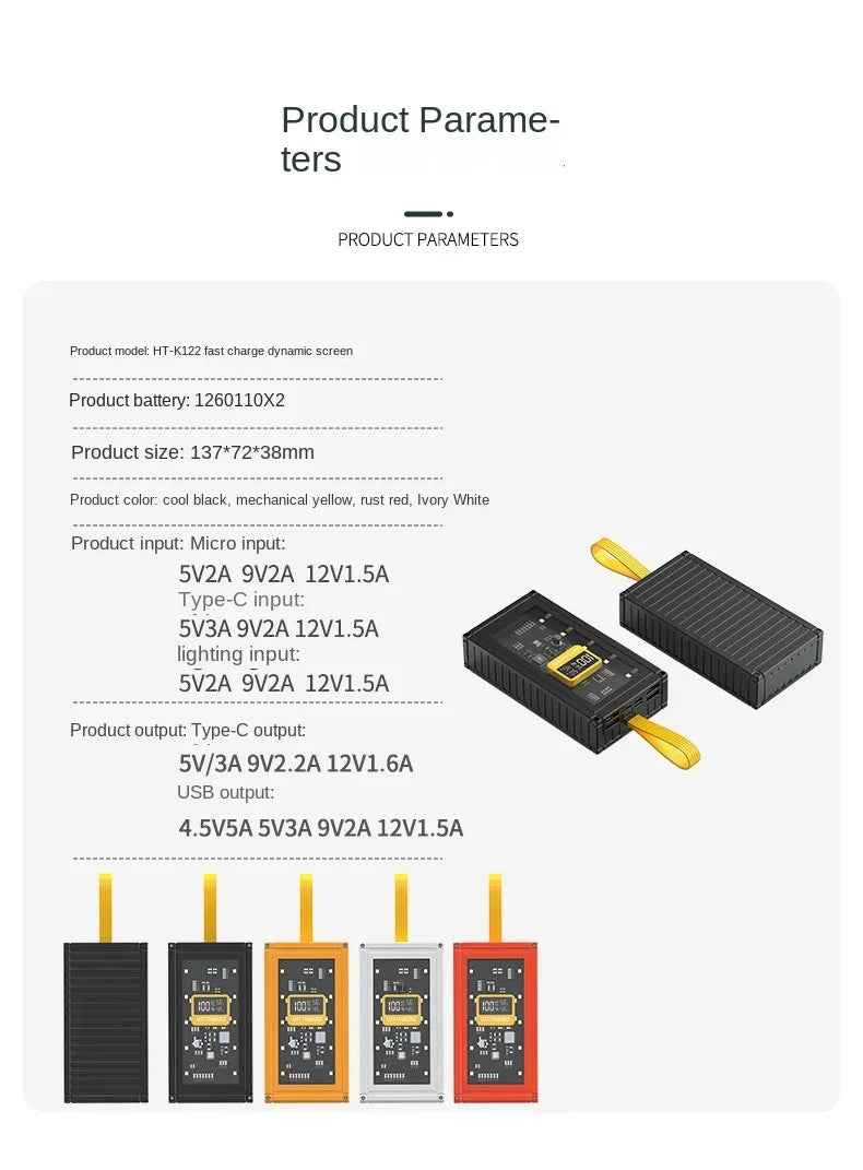30000mAh 50000mAh 120W Fast Charging Transparent Power Bank
