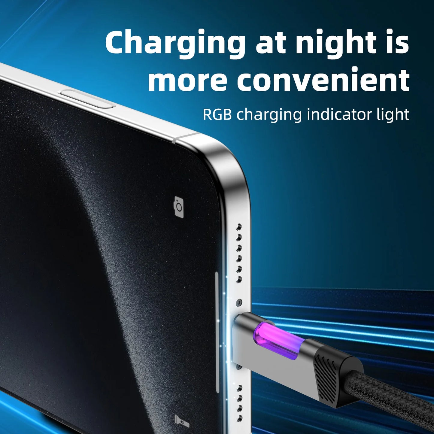 RGB Fast Charging Cable 120W 6A USB Type