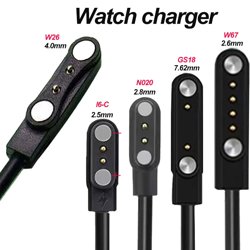 2 pins 4pins Smartwatch Dock Charger Adapter USB Charging Cable Cord for Smart Watch Power Charge Wire Accessories