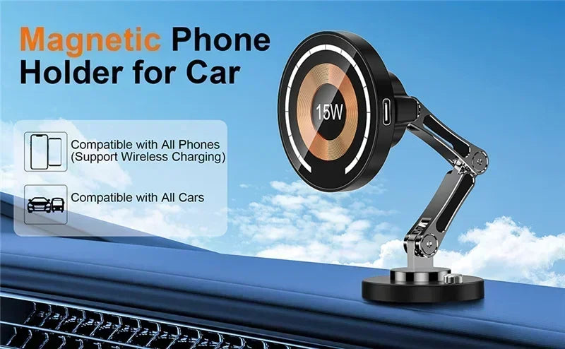 Magnetic Wireless Charger Car Phone Holder 15W Fast
