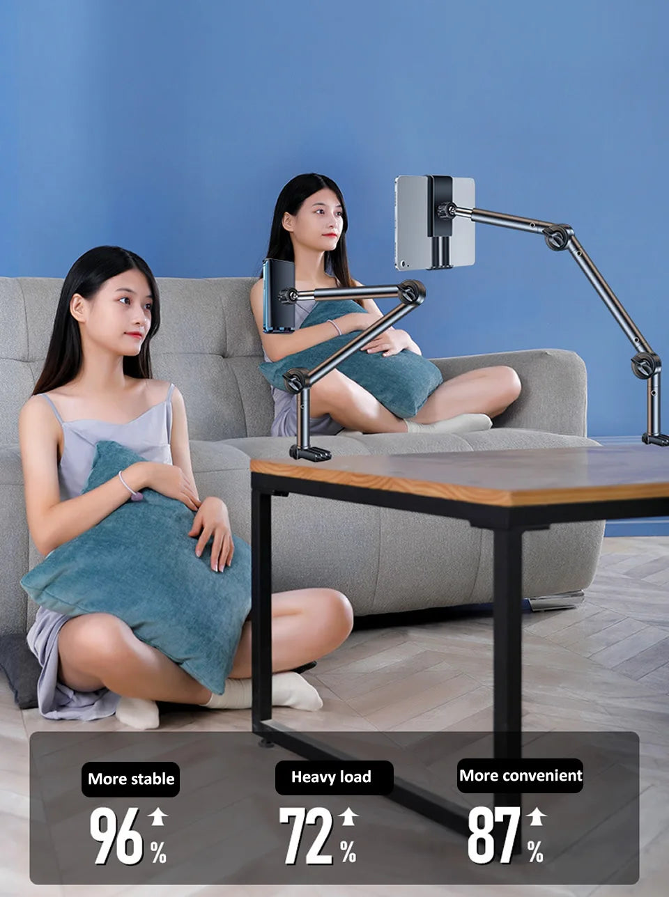 Tablet Holder for Bed Long Arm Stand for