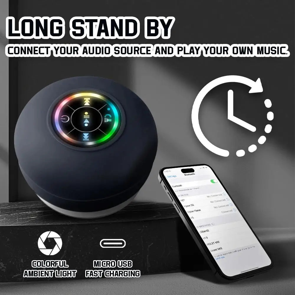 Waterproof Bluetooth Speaker with Colorful LED Lights, Strong