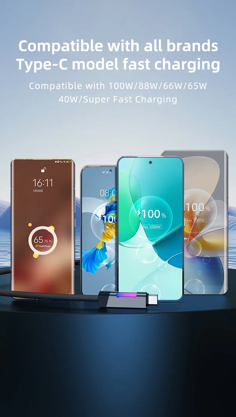 RGB Fast Charging Cable 120W 6A USB Type