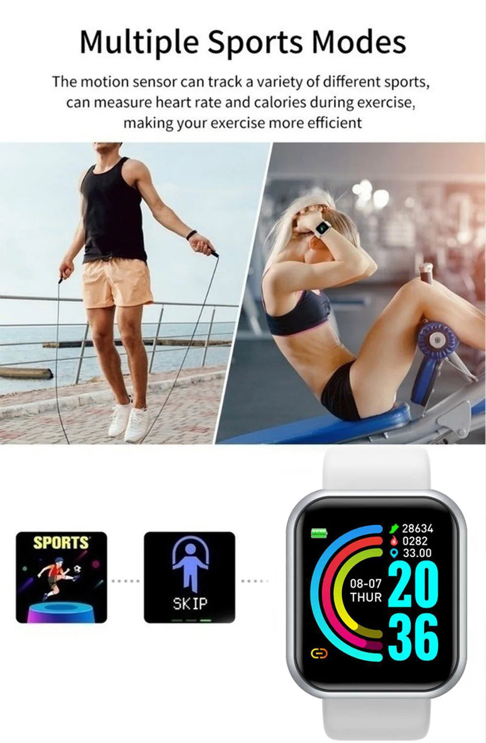 Smart Watch For Women Men Wristwatch Bluetooth Connected
