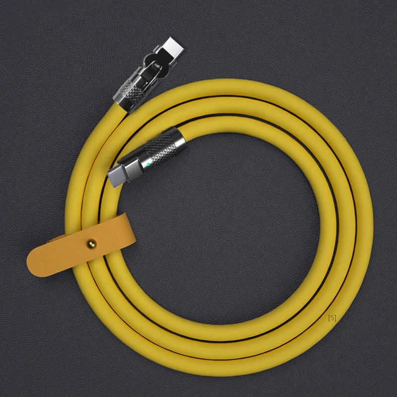 120w 6a Super Fast Charge Type C Silicone 180 ° rotating elbow TYPE-C-C data cable 1M 2M Usb Cable Usb C to C Charger Cable