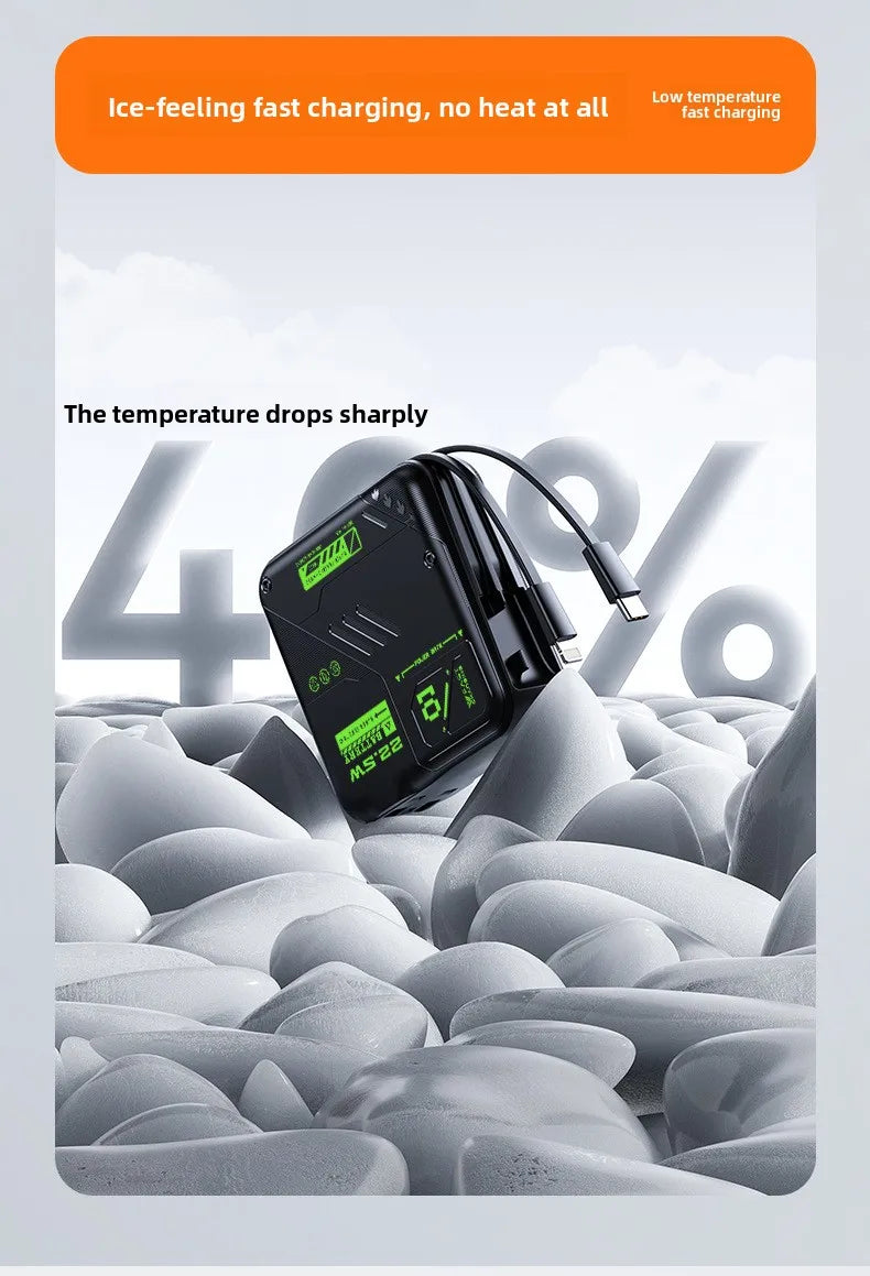 20000mAh Large-capacity Power Bank,super Fast Charging,self-contained Plug, Built-in Cable, Compact Portable Mobile Power Supply