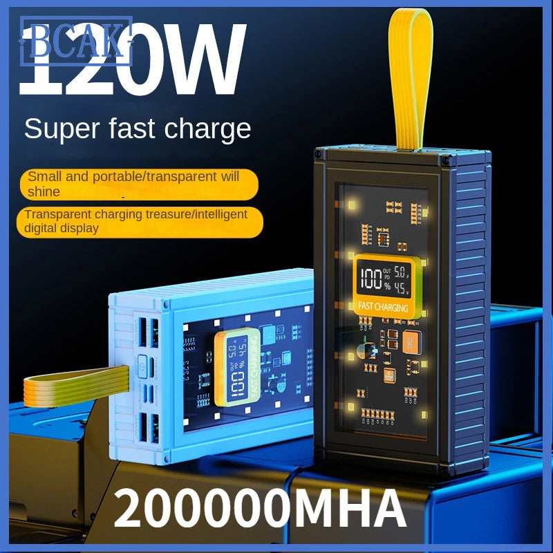 30000mAh 50000mAh 120W Fast Charging Transparent Power Bank