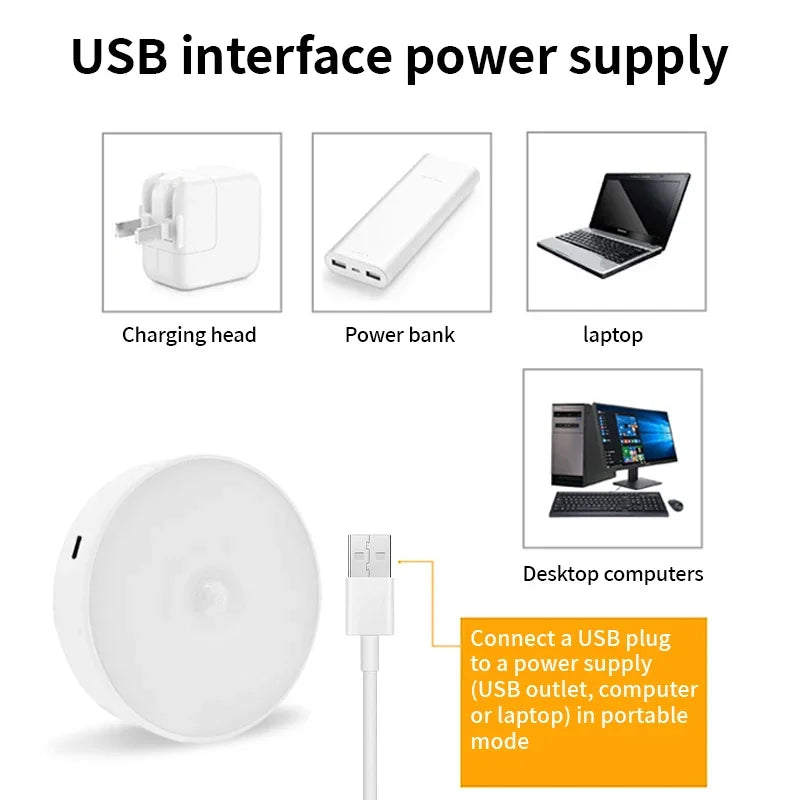Motion Sensor LED Night Light USB Rechargeable Night
