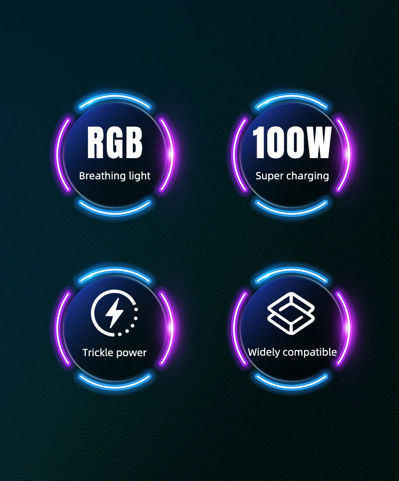 RGB Fast Charging Cable 120W 6A USB Type