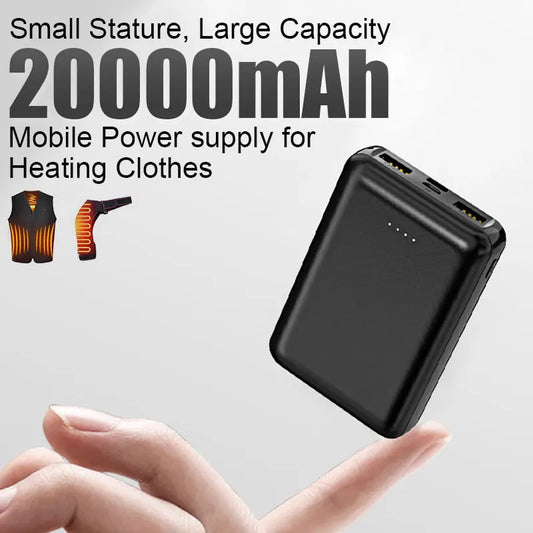 20000mAh New Power Bank Portable USB Charger Fast Charging External Battery Pack Heating Vest Jacket Scarf Socks Glove Equipment