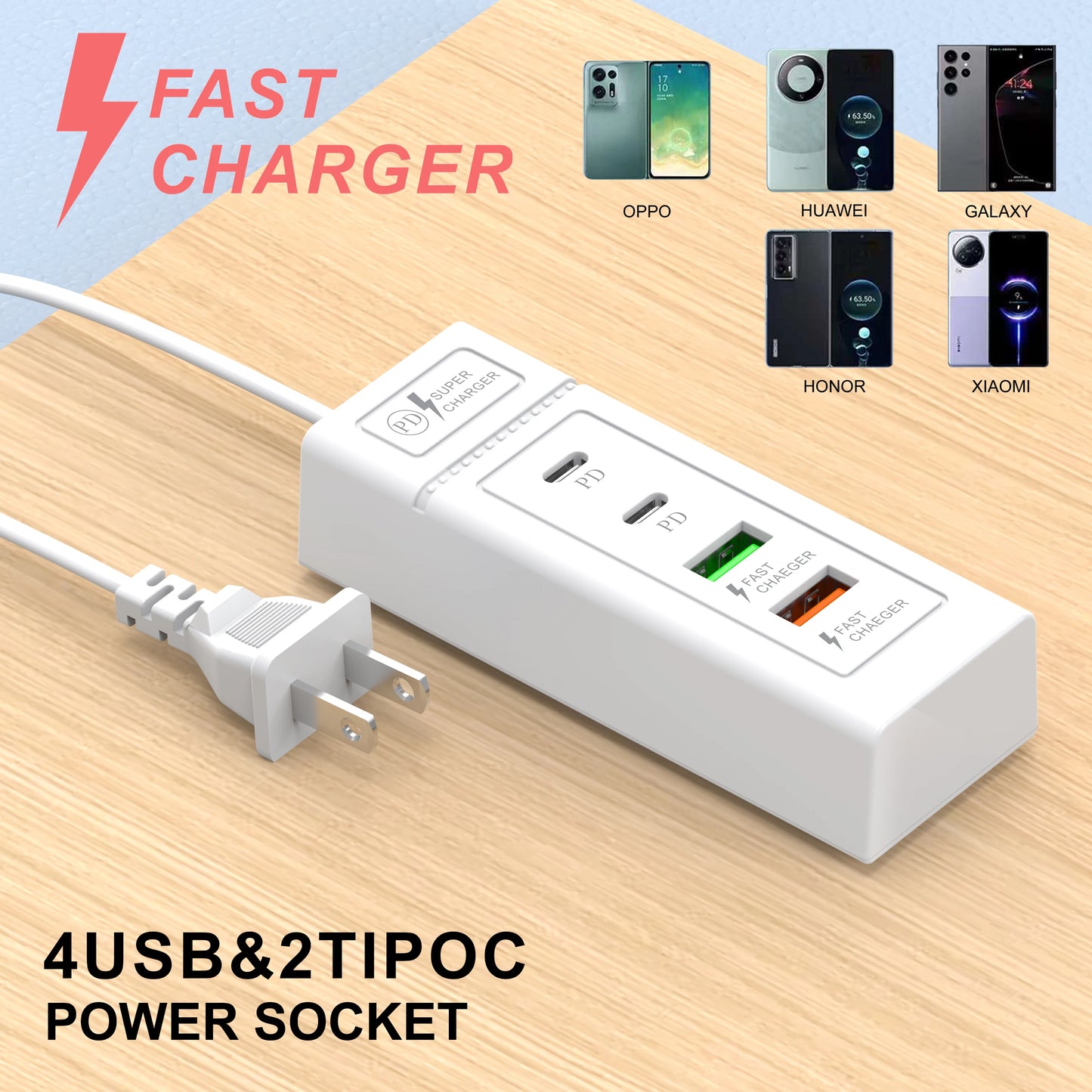 USB Plug Power Strip Charger Station Splitter 5V4A