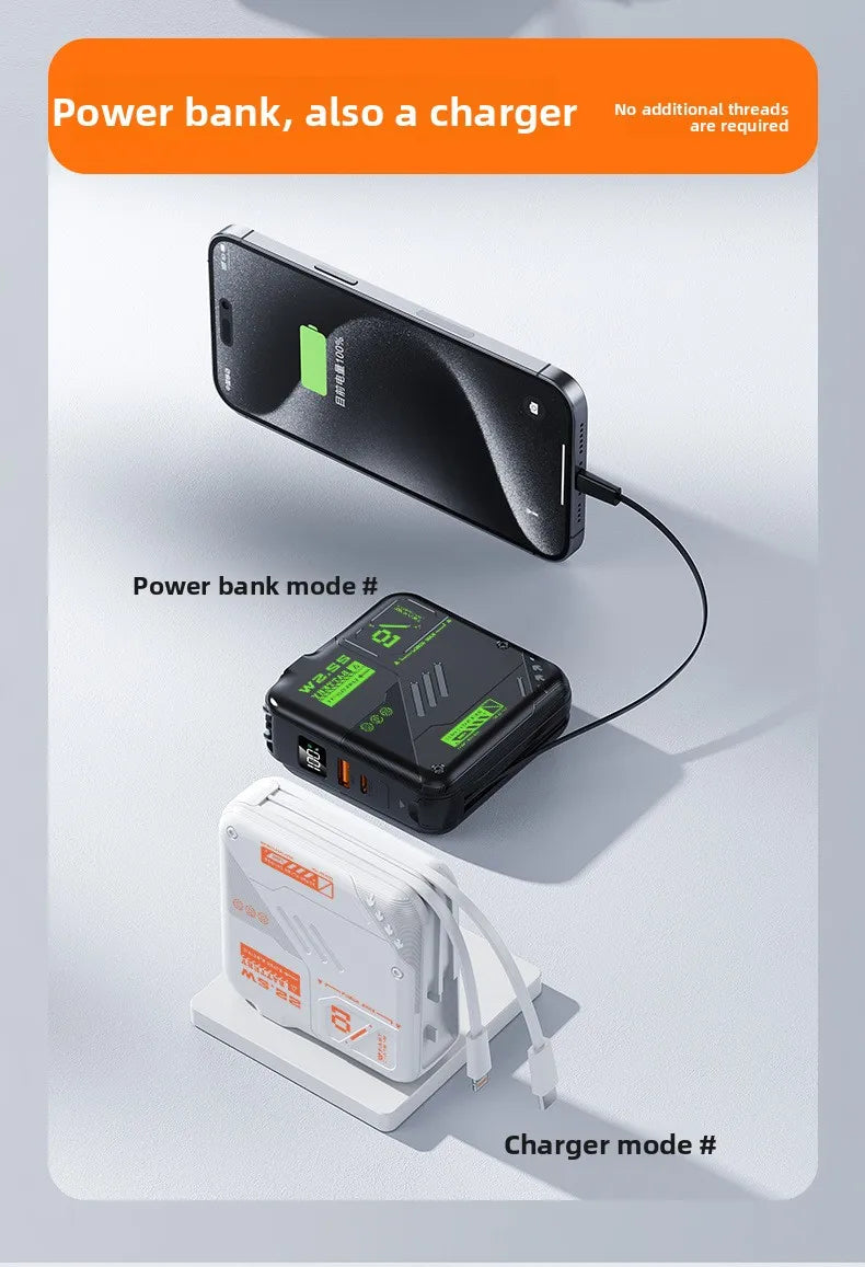 20000mAh Large-capacity Power Bank,super Fast Charging,self-contained Plug, Built-in Cable, Compact Portable Mobile Power Supply