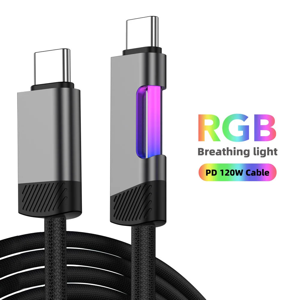 RGB Fast Charging Cable 120W 6A USB Type