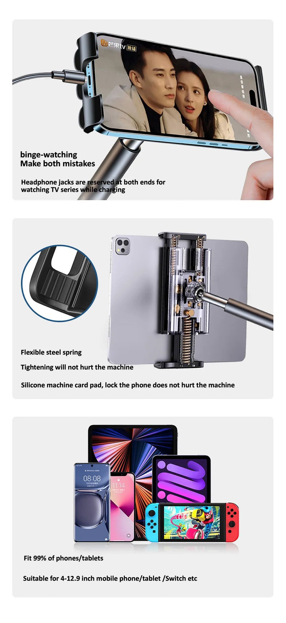 Tablet Holder for Bed Long Arm Stand for