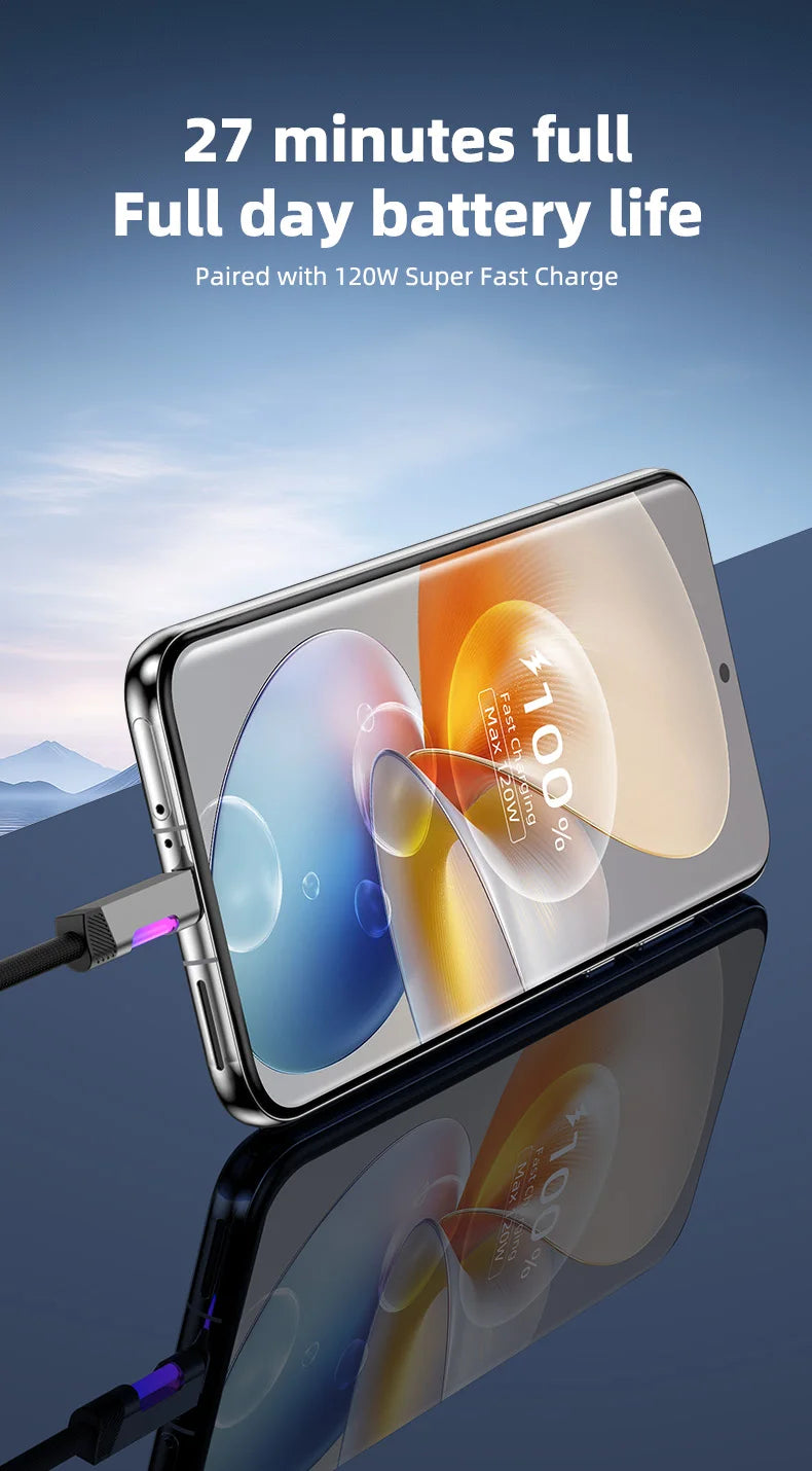 RGB Fast Charging Cable 120W 6A USB Type