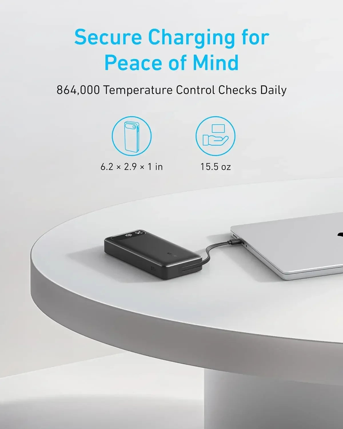 Power Bank 20,000mAh Portable Charger with Built-in USB-C