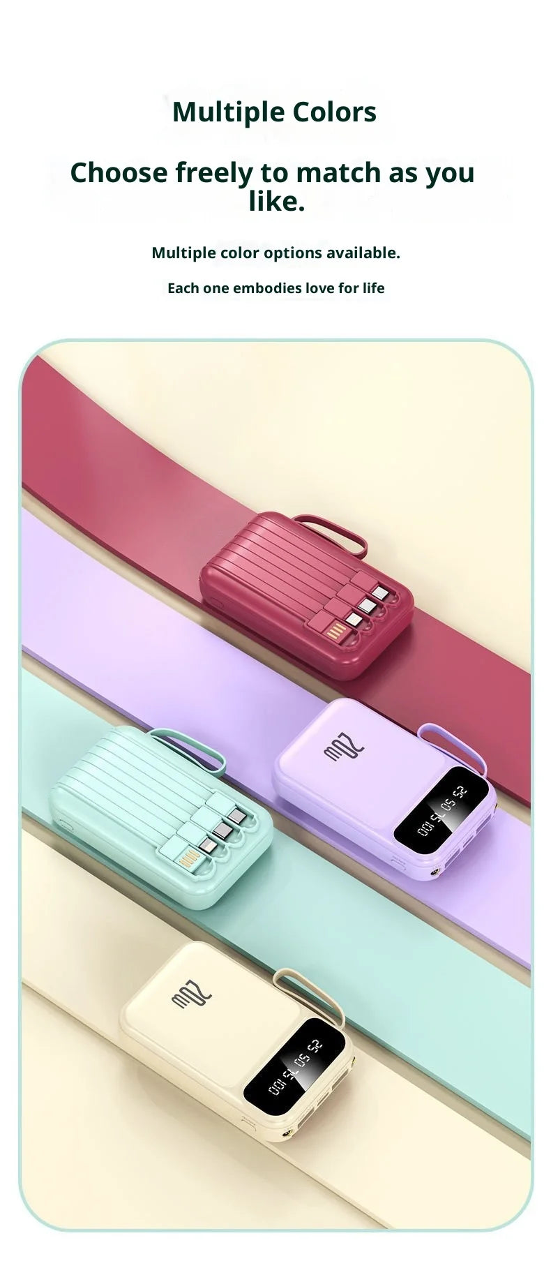 Power bank comes with 20000 mAh large capacity