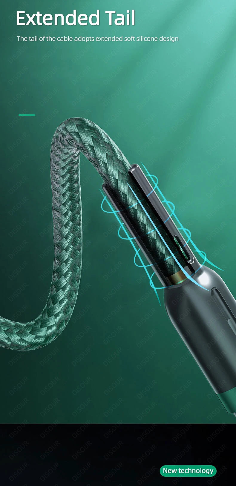 100W Smart Auto-Pow off Charging Cable USB C Braided Wire Fast Charging Cable With LED Breathing Light Durable & Safe Data Cable