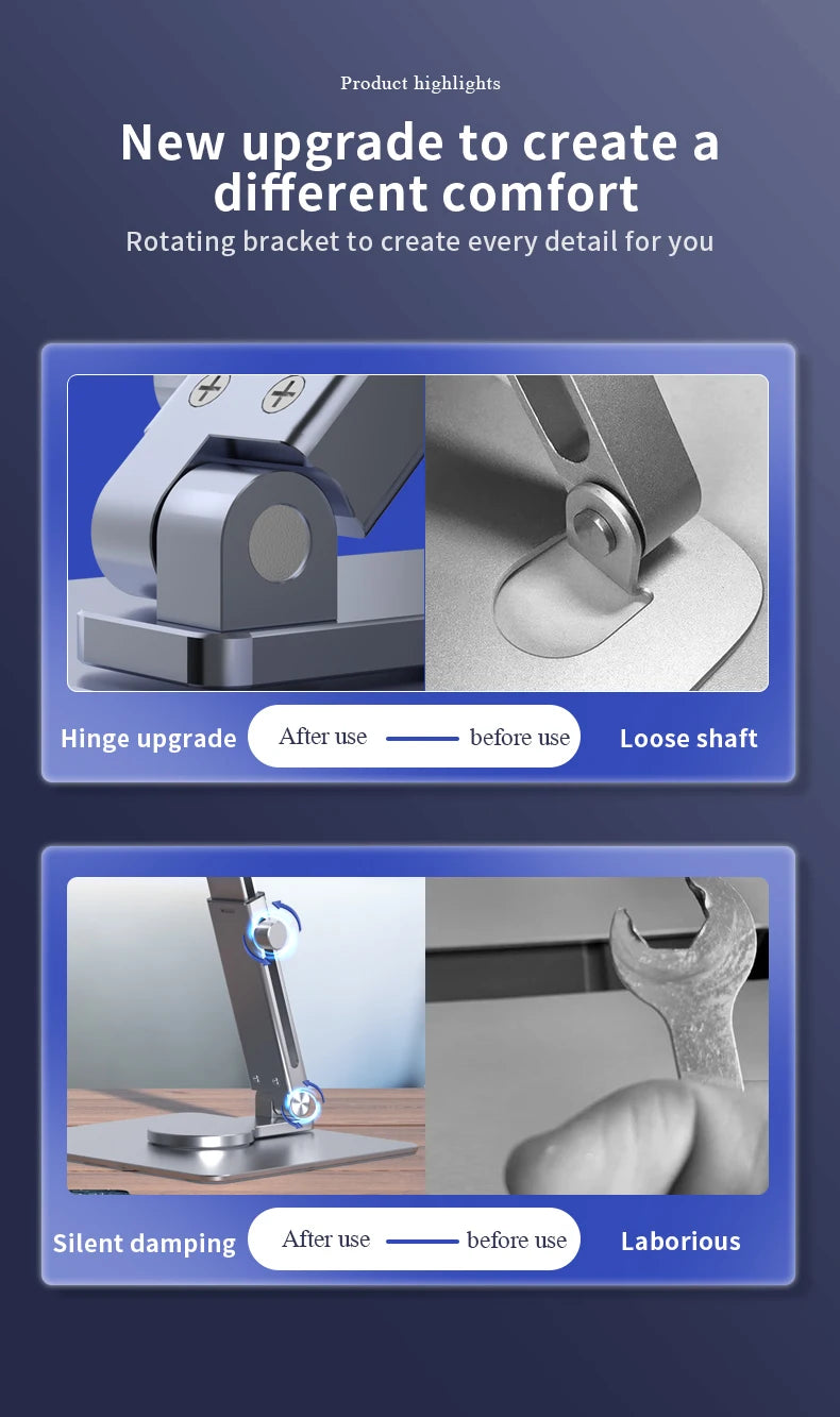 Aluminum Tablet Stand 360°Rotating Folding Adjustable Desk Holder