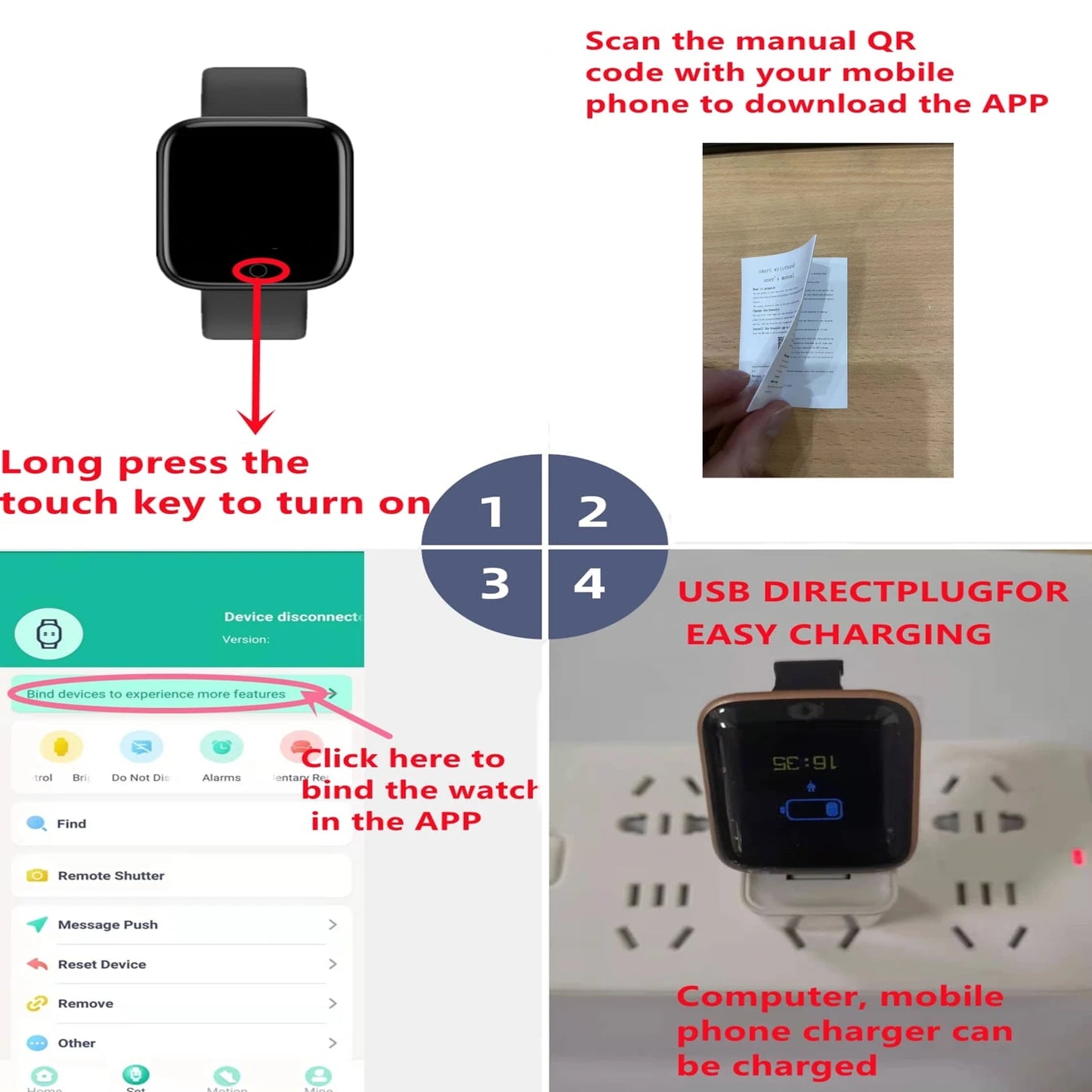 Smartwatch Men Women Wristwatches Smart Watch Message Fitness