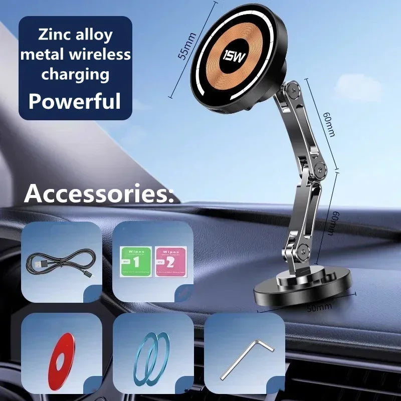 Magnetic Wireless Charger Car Phone Holder 15W Fast