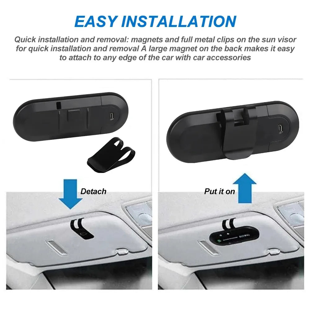 Bluetooth Speaker Handsfree Car Kit Sun Visor Clip