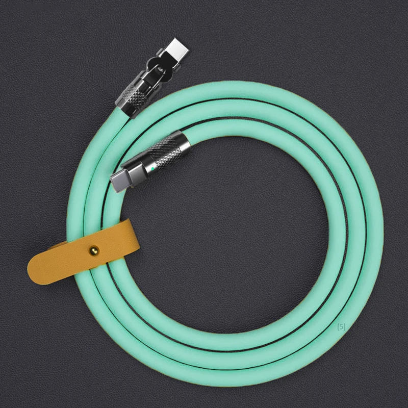 120w 6a Super Fast Charge Type C Silicone 180 ° rotating elbow TYPE-C-C data cable 1M 2M Usb Cable Usb C to C Charger Cable