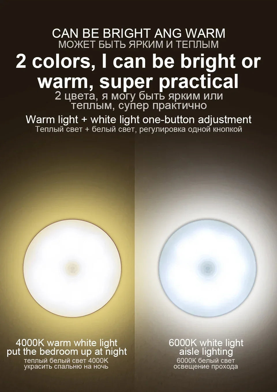 Motion Sensor LED Night Light USB Rechargeable Night