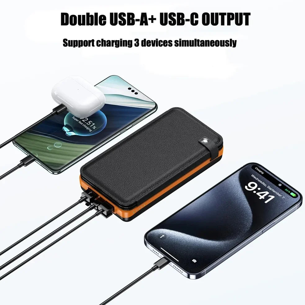 Portable Solar Power Bank,50000mAh External Solar Power Supply,Compatible