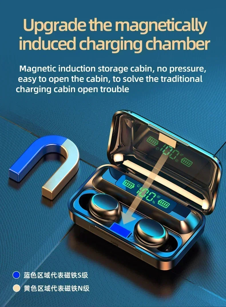 TWS F9-5 Earphone Bluetooth 5.3 Wireless Headphones Hifi