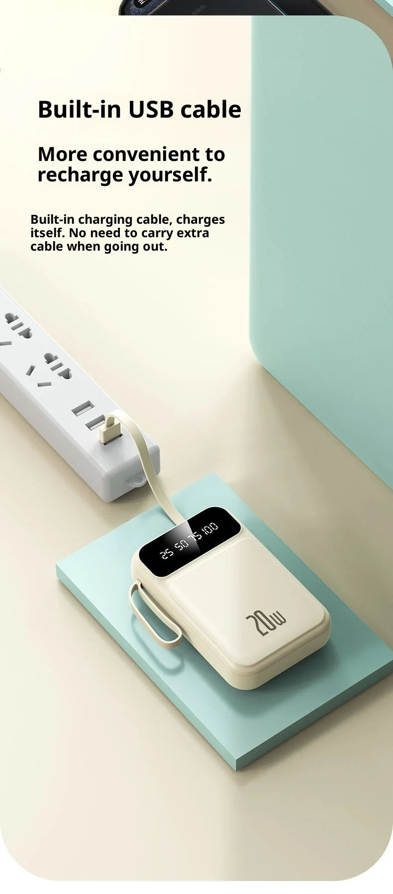 Power bank comes with 20000 mAh large capacity