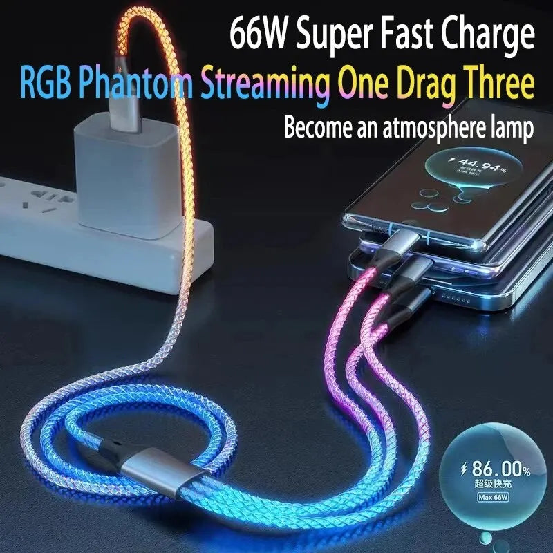 6A Super Fast Charging Colorful Light Data Cable