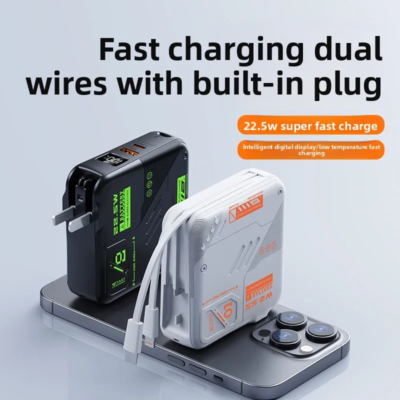 20000mAh Large-capacity Power Bank,super Fast Charging,self-contained Plug, Built-in Cable, Compact Portable Mobile Power Supply