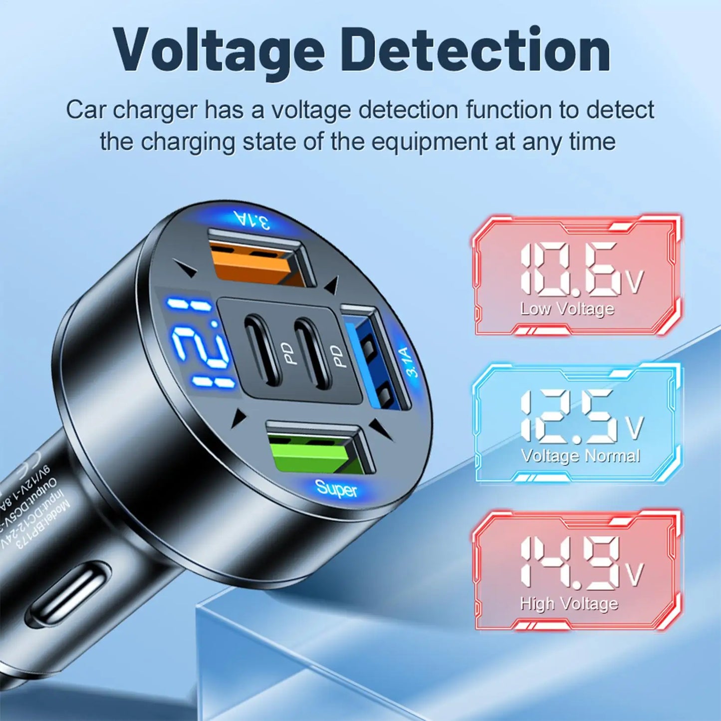 Car Charger Fast Charging 100W 3 USB 2PD