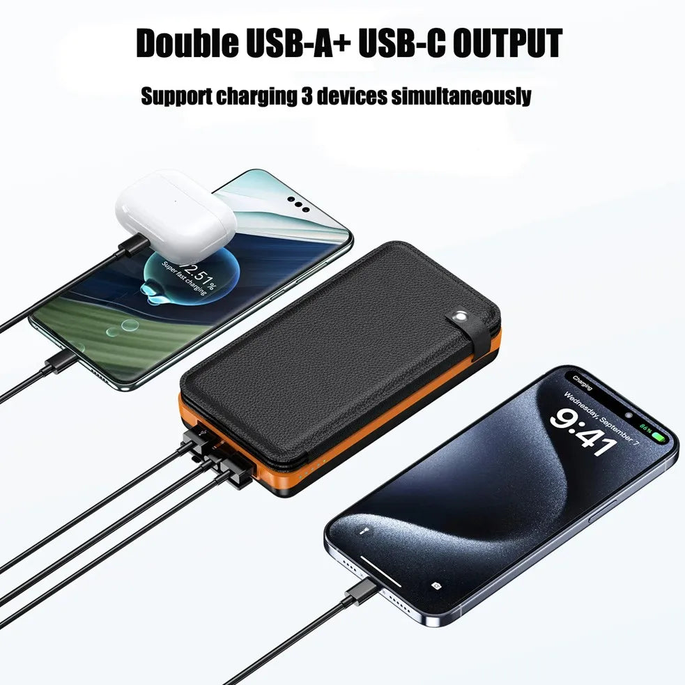 Portable Solar Power Bank,50000mAh External Solar Power Supply,Compatible