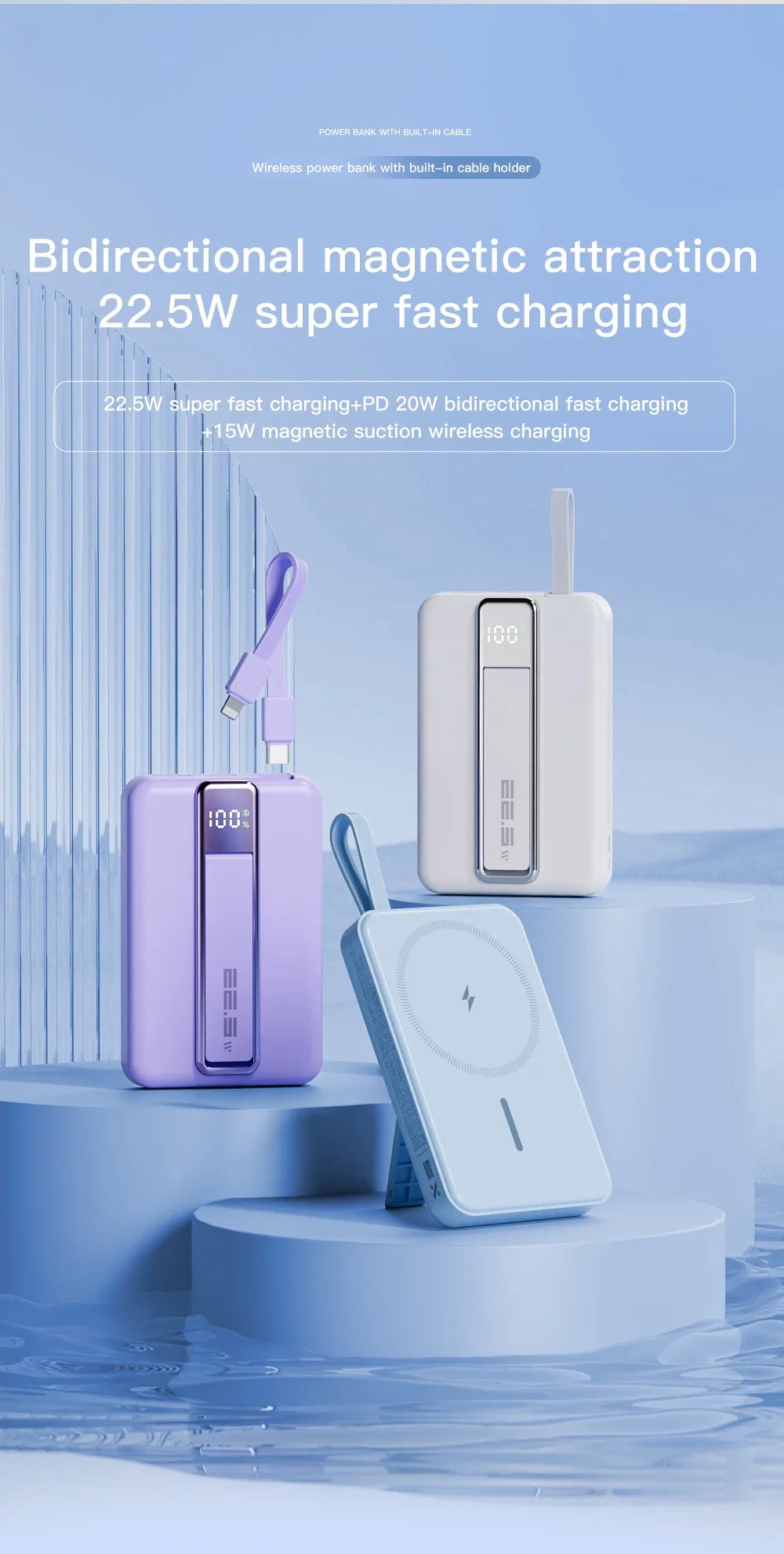 Magnetic Wireless Power Bank 10000mAh Portable PD 20W