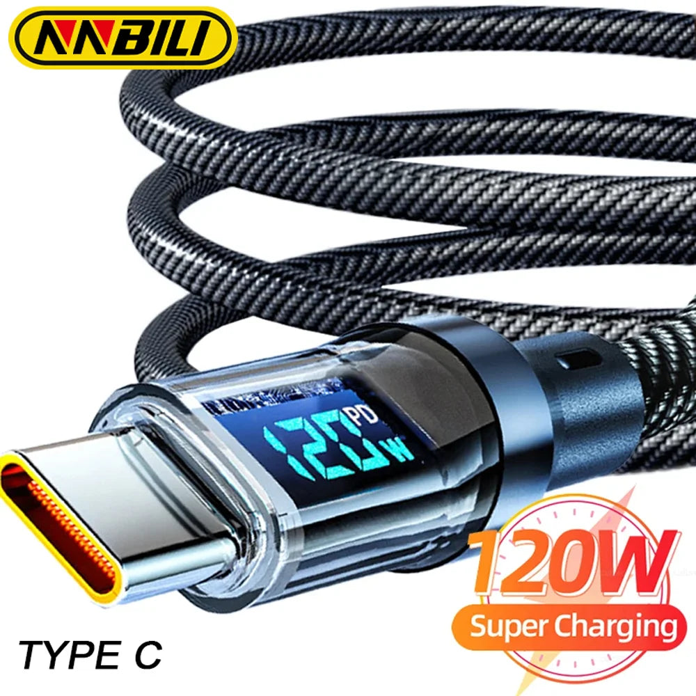 NNBILI 120W Super Fast Charging Cable Real-time Digital