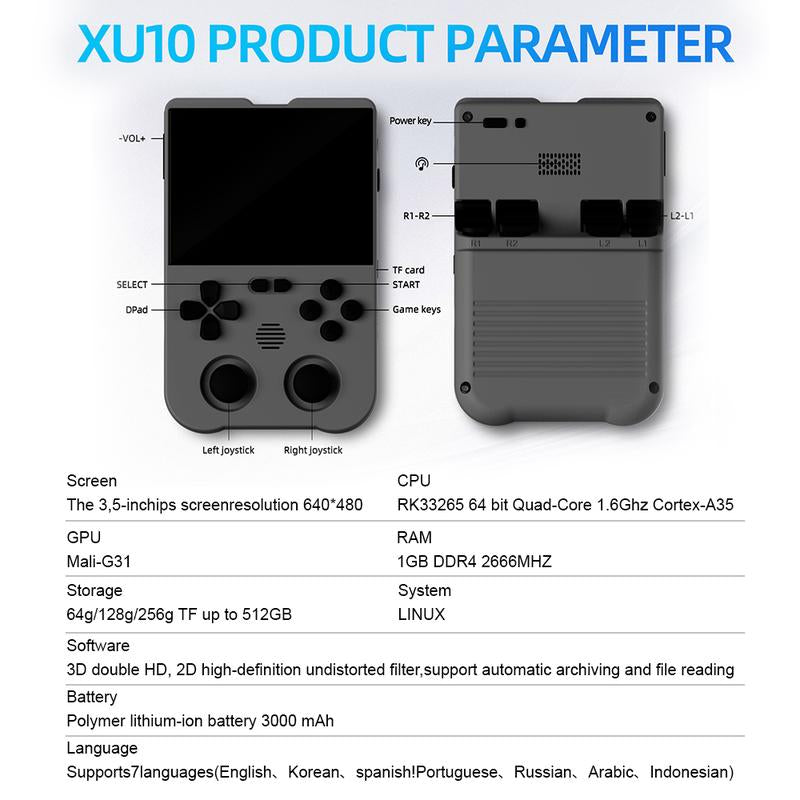 AMPOWN XU10 3.5 Inch Handheld Game Console for