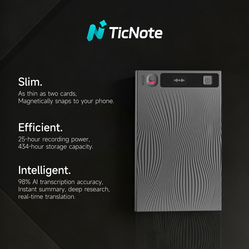 Mobvoi Ticnote Agentic AI Notetaker Translator Voice Recorder